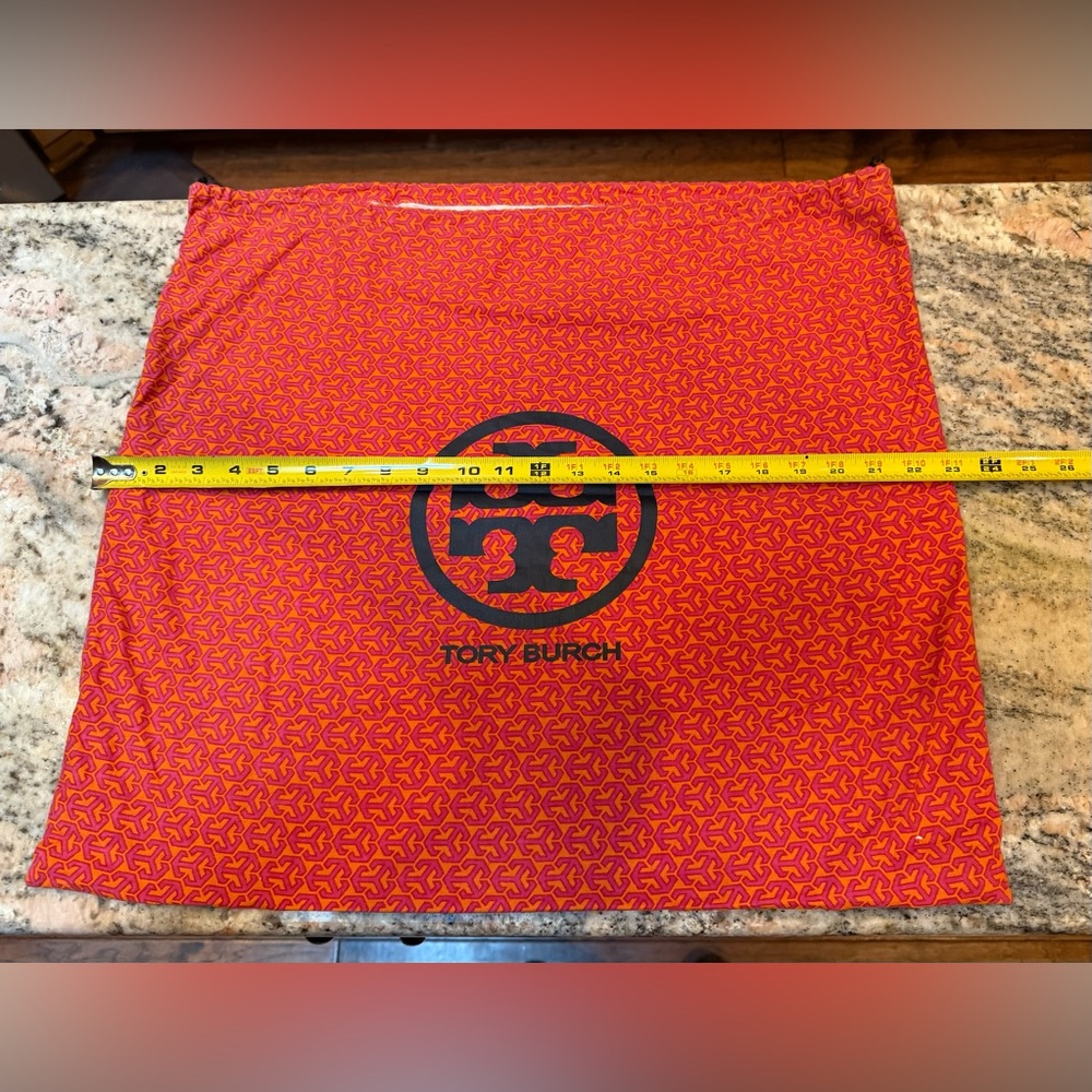 Tory Burch Large Orange and Red Patterned Drawstring Dust bag - Picture 6 of 10